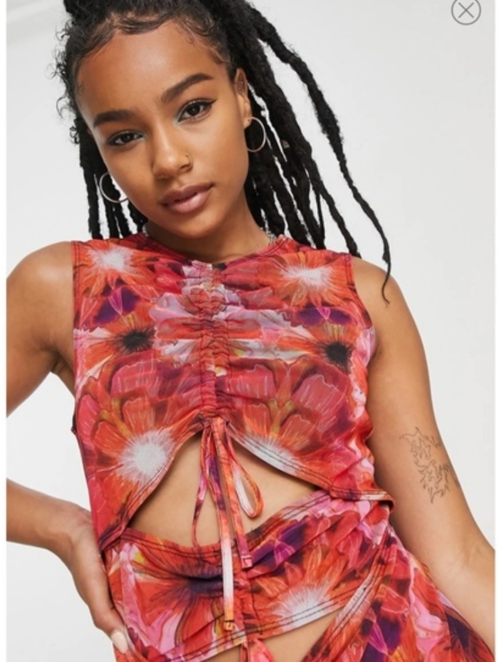 NWT Topshop Red Floral Maxi Dress with Cut Outs, US Petite 8-10 - Picture 3 of 10